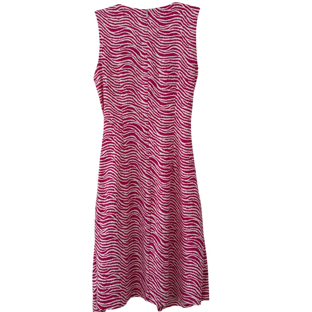 J.McLaughlin Pink White Zebra Wave Print Faux Wrap Side Tie Sheath Dress Small - Picture 2 of 12